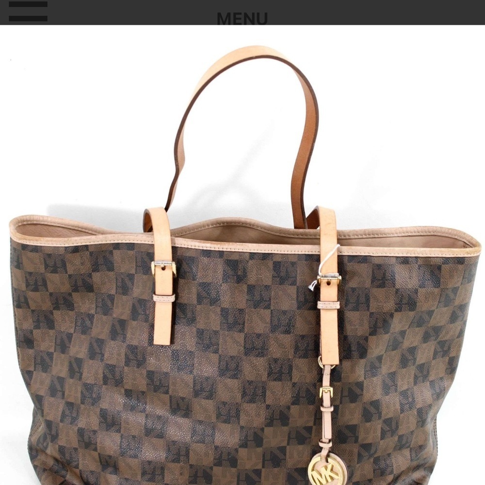 Michael Kors Brown and Tan Checkered Tote